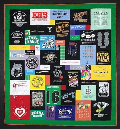 T-shirt quilt with a border by Too Cool T-shirt Quilts