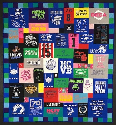 another awesome border T-shirt quilt with a border by Too Cool T-shirt Quilts