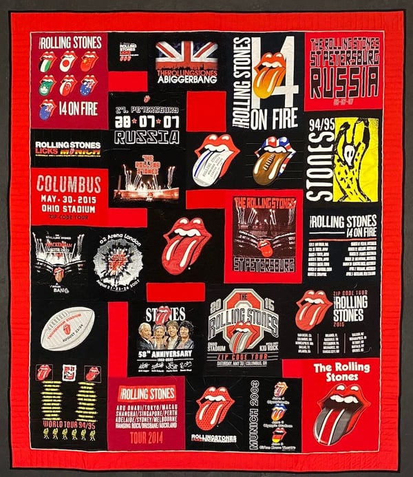 Best of T-shirt quilt of 2020 - Rolling Stones T-shirt Quilt