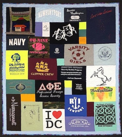 T-shirt quilt with a border by Too Cool T-shirt Quilts