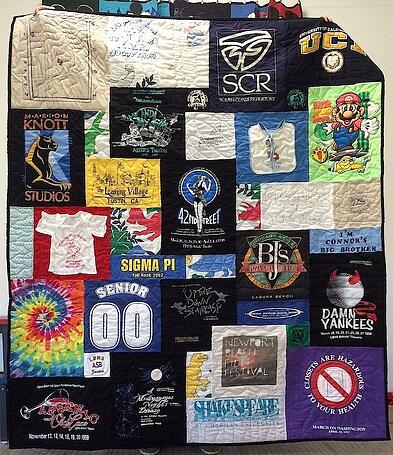 T-shirt quilt with a unwanted block covered up