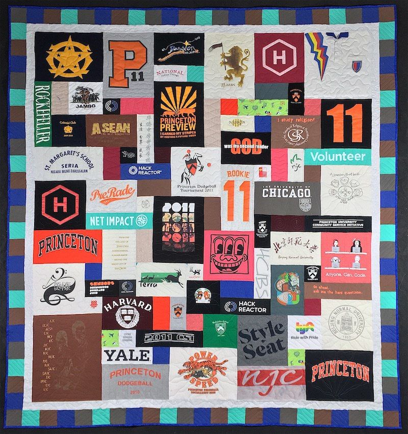 A Too Cool T-shirt Quilt with Filler blocks by Too Cool T-shirt Quilts