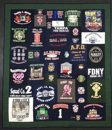 fireman T-shirt quilt from firehouse T-shirts