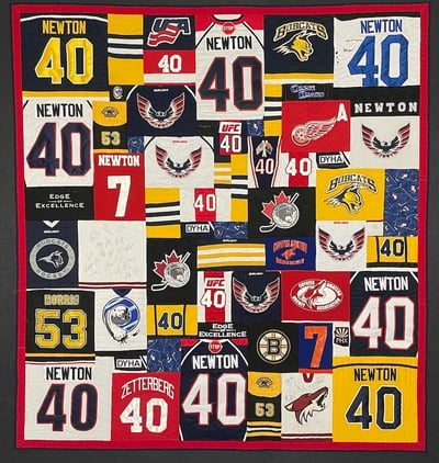 Hockey jersey quilt by Too Cool T-shirt Quilts