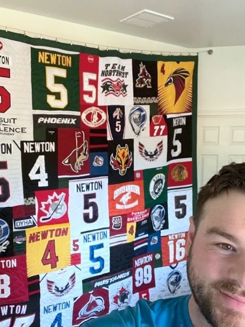 hockey quilt by Too Cool T-shirt Quilts