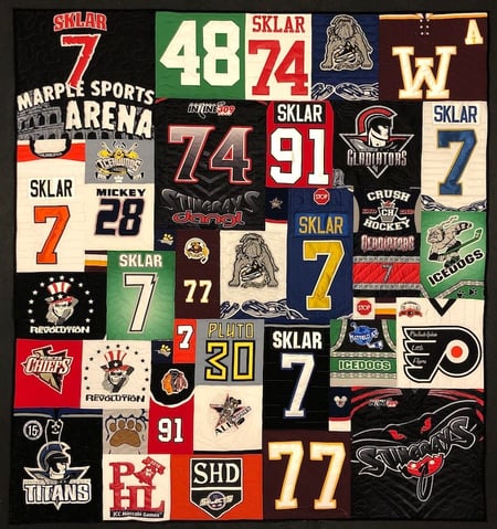 hockey quilt by Too Cool T-shirt Quilts