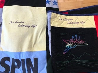 Comparing how two T-shirt companies use the same T-shirt in a quilt/blanket. It night and day!