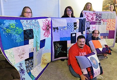 Memorial quilts from grandmother's clothing