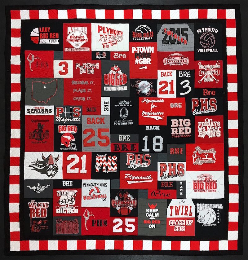 Plymouth HS graduation T-shirt quilt by Too Cool T-shirt Quilts.