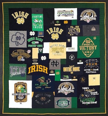 Cool Notre Dame T-shirt quilt by Too Cool T-shirt Quilts