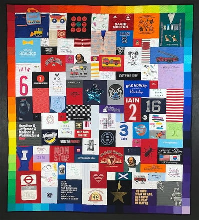 Ombre border on T-shirt quilt with a border by Too Cool T-shirt Quilts