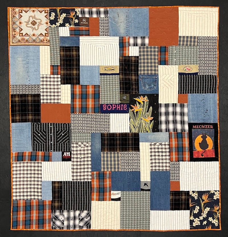 Plaid and Jeans quilt by Too Cool T-shirt Quilts