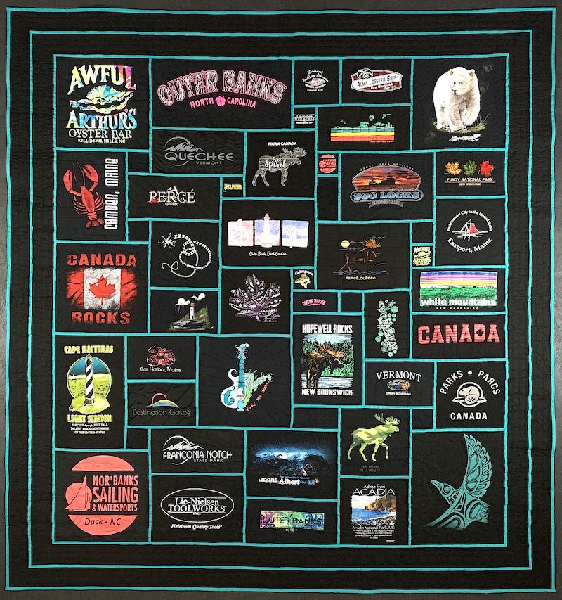 Travel Stained-glass T-shirt quilt by too cool T-shirt Quilts