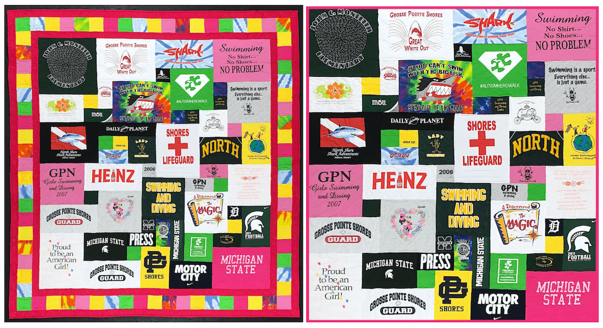 border vs. no border option on a T-shirt quilt